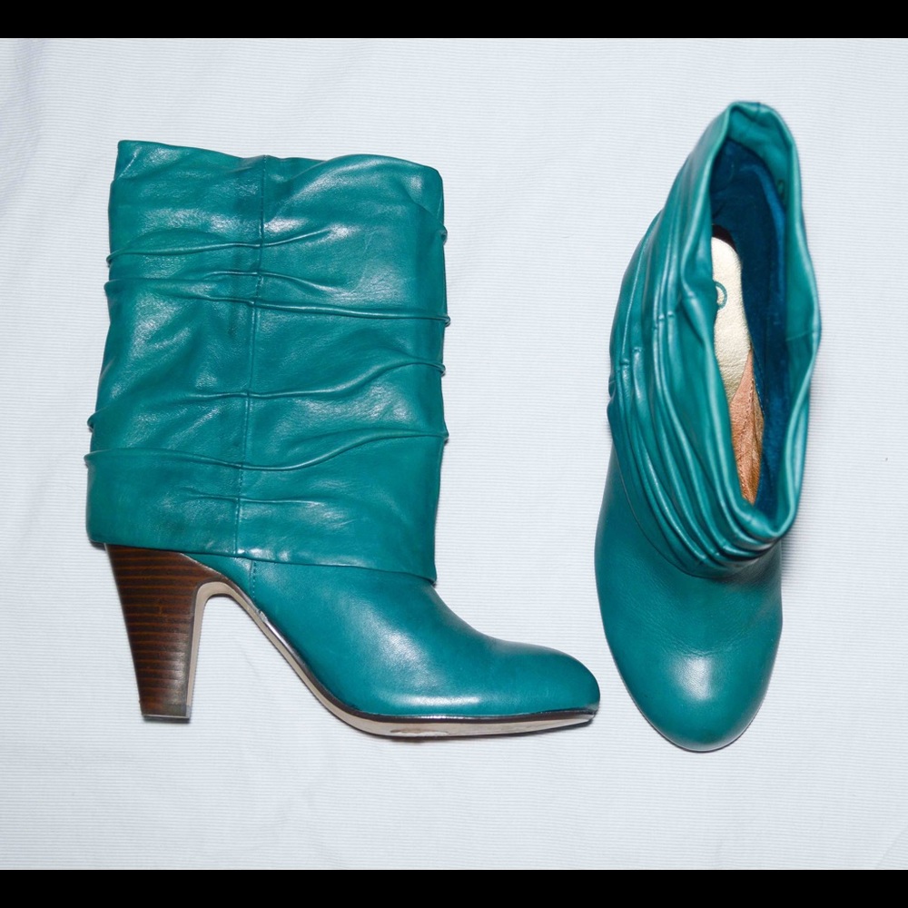 Fold down Slouch Bootie with Stacked Heel