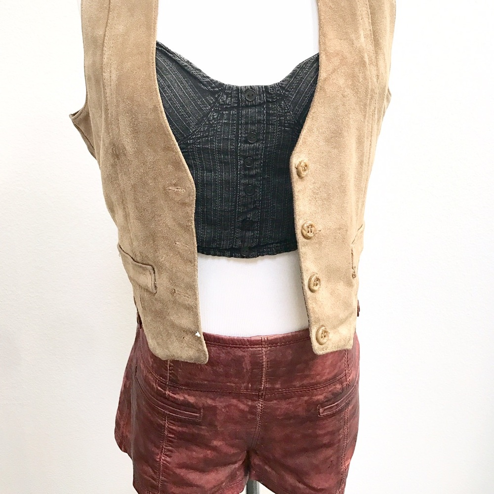 Brown leather suede vest