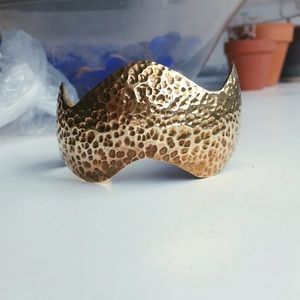 Vintage Dimpled Wavy Brass Cuff