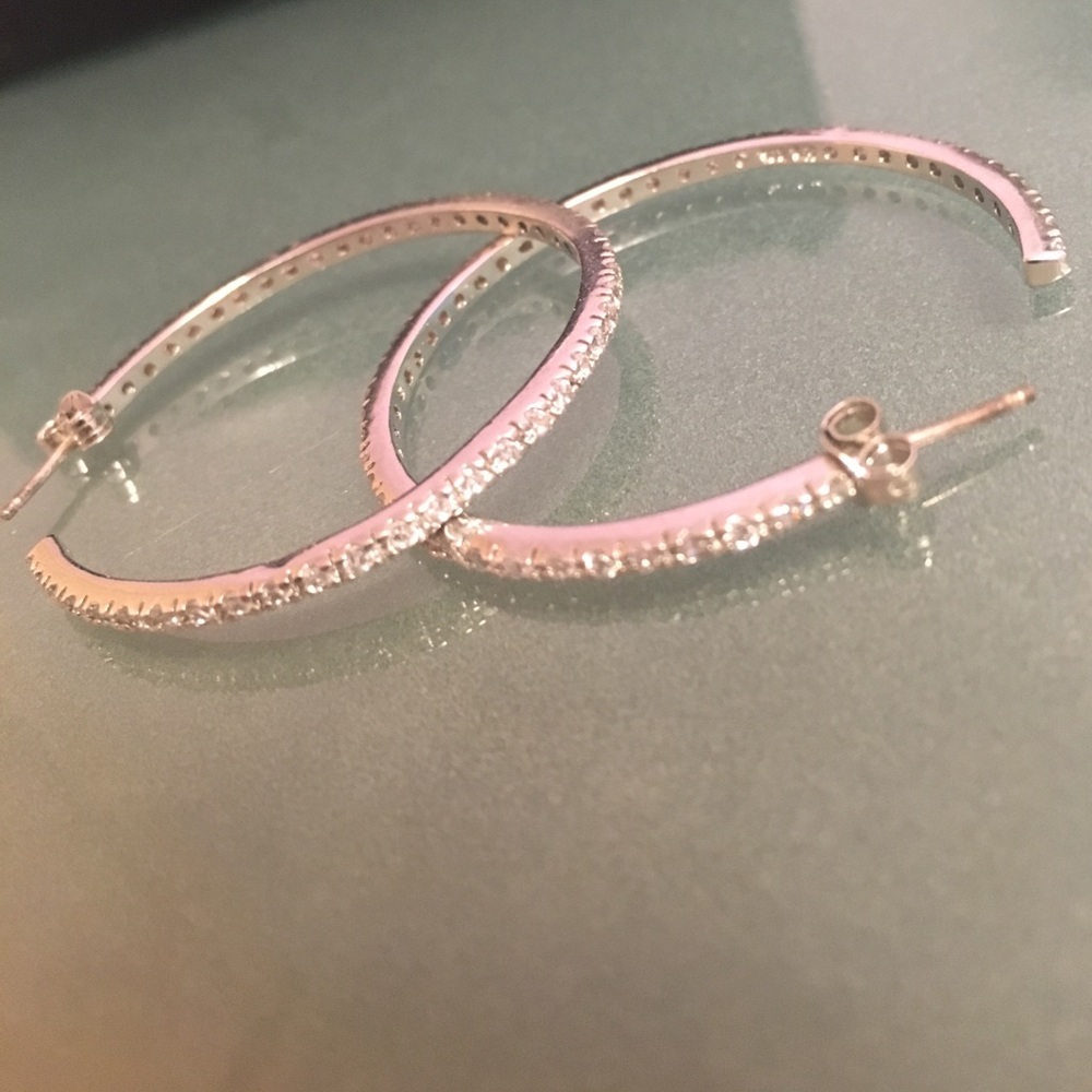 Authentic White gold hoop hearings