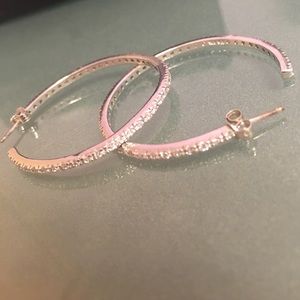 Authentic White gold hoop hearings