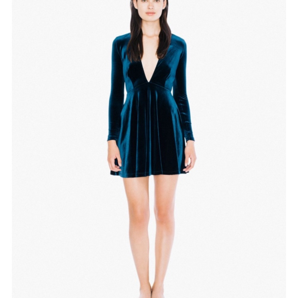 American Apparel Green Velvet Dress