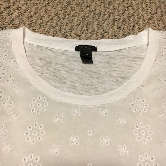 J Crew Eyelet Front Linen Tee - Picture 2 of 5