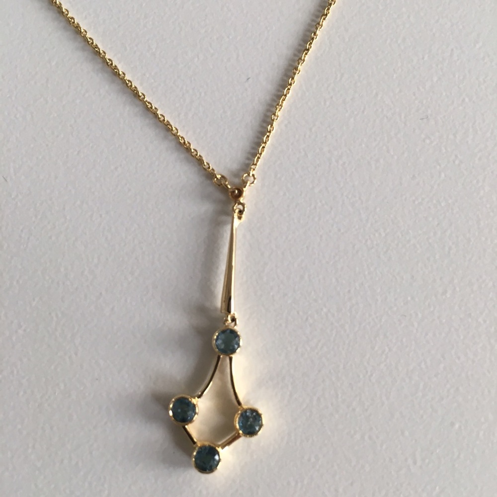 Authentic 18K gold and blue stone pendant necklace