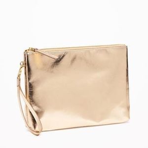 Gold Metallic Faux Leather Clutch