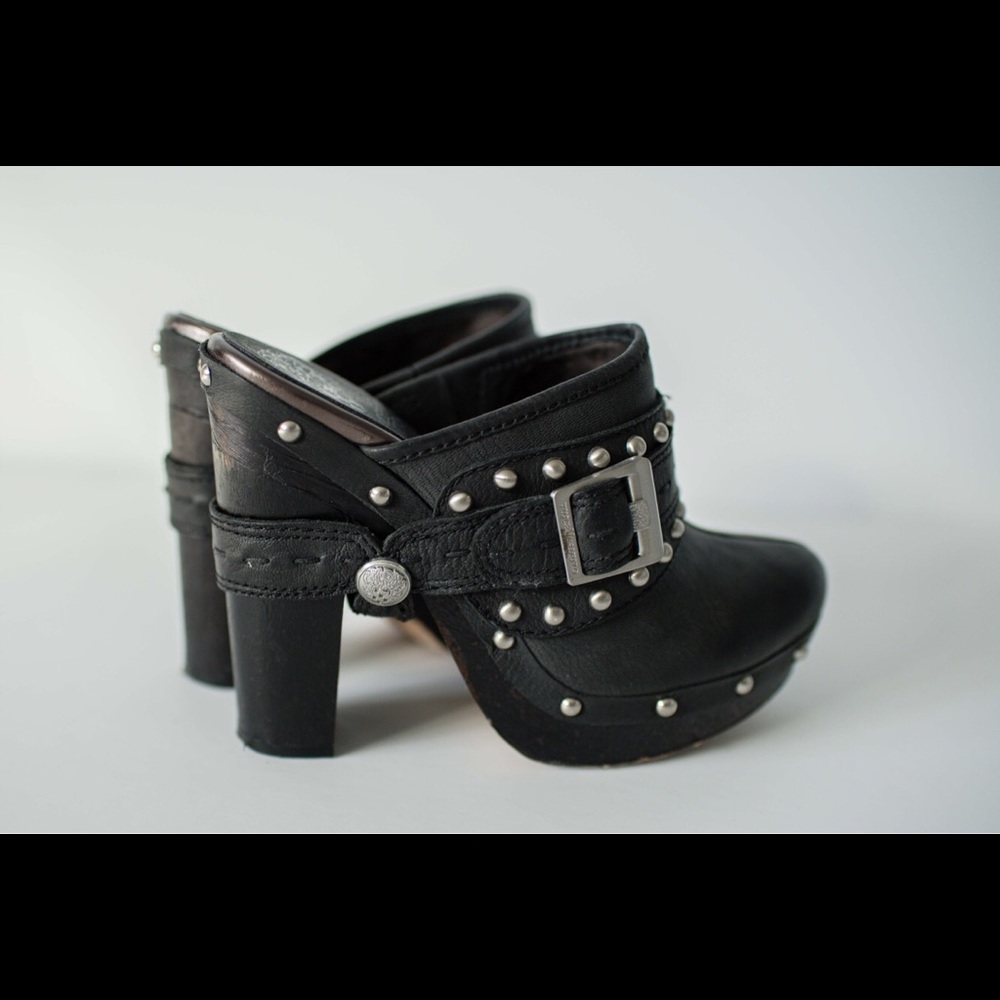 Sabot black shoes.Studded,high heels. Vince Camuto