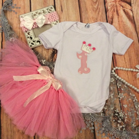 Other - Baby Girl 1st Birthday Tutu Dress Onesie Headband