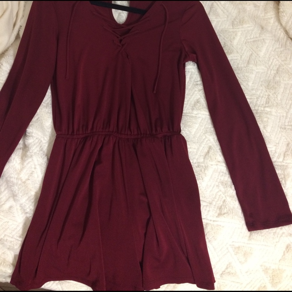 Maroon Lace Up Romper Brand NEW with tags attached