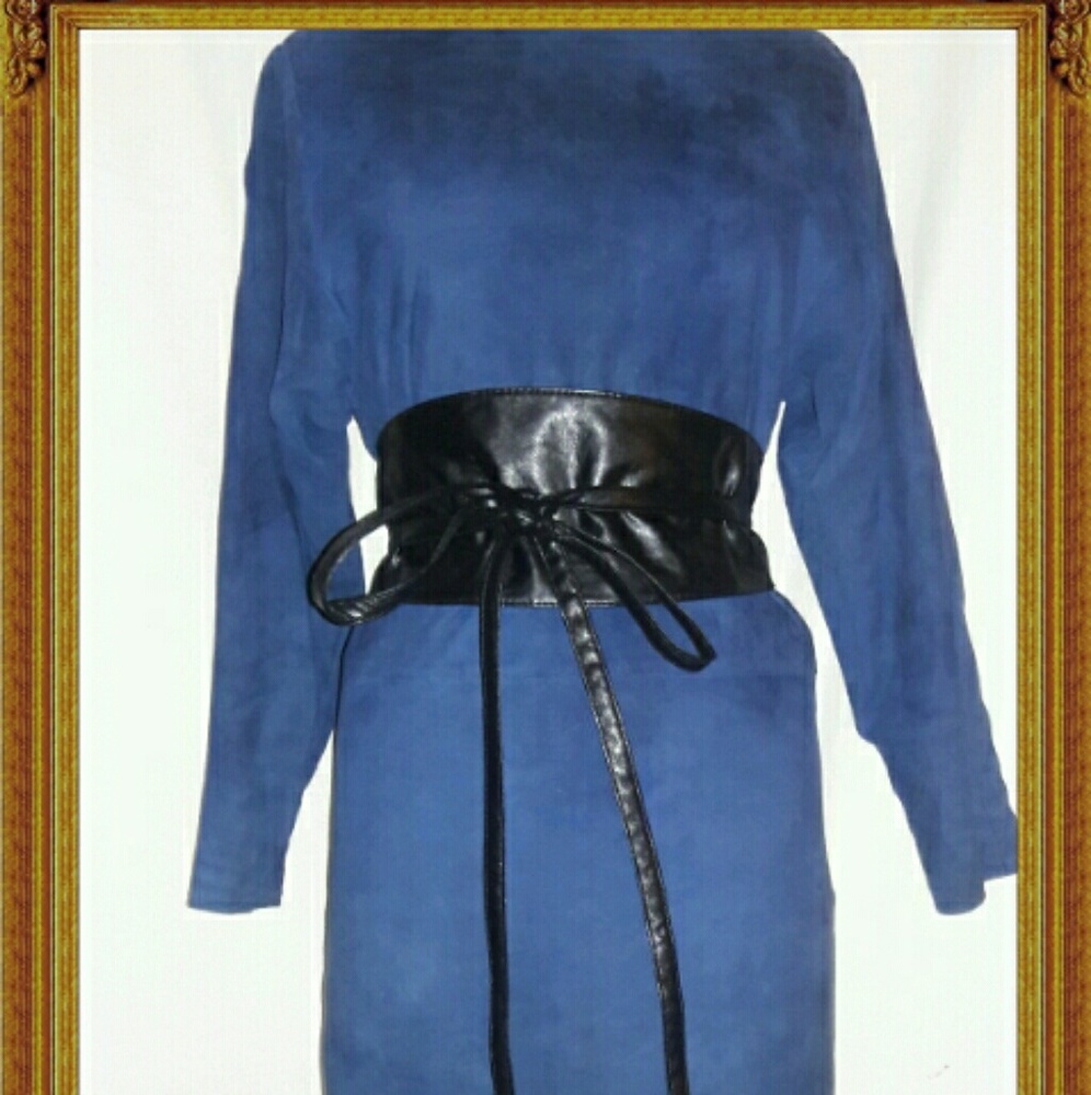 Vintage ARGENTI Blue Suede Sheath Dress