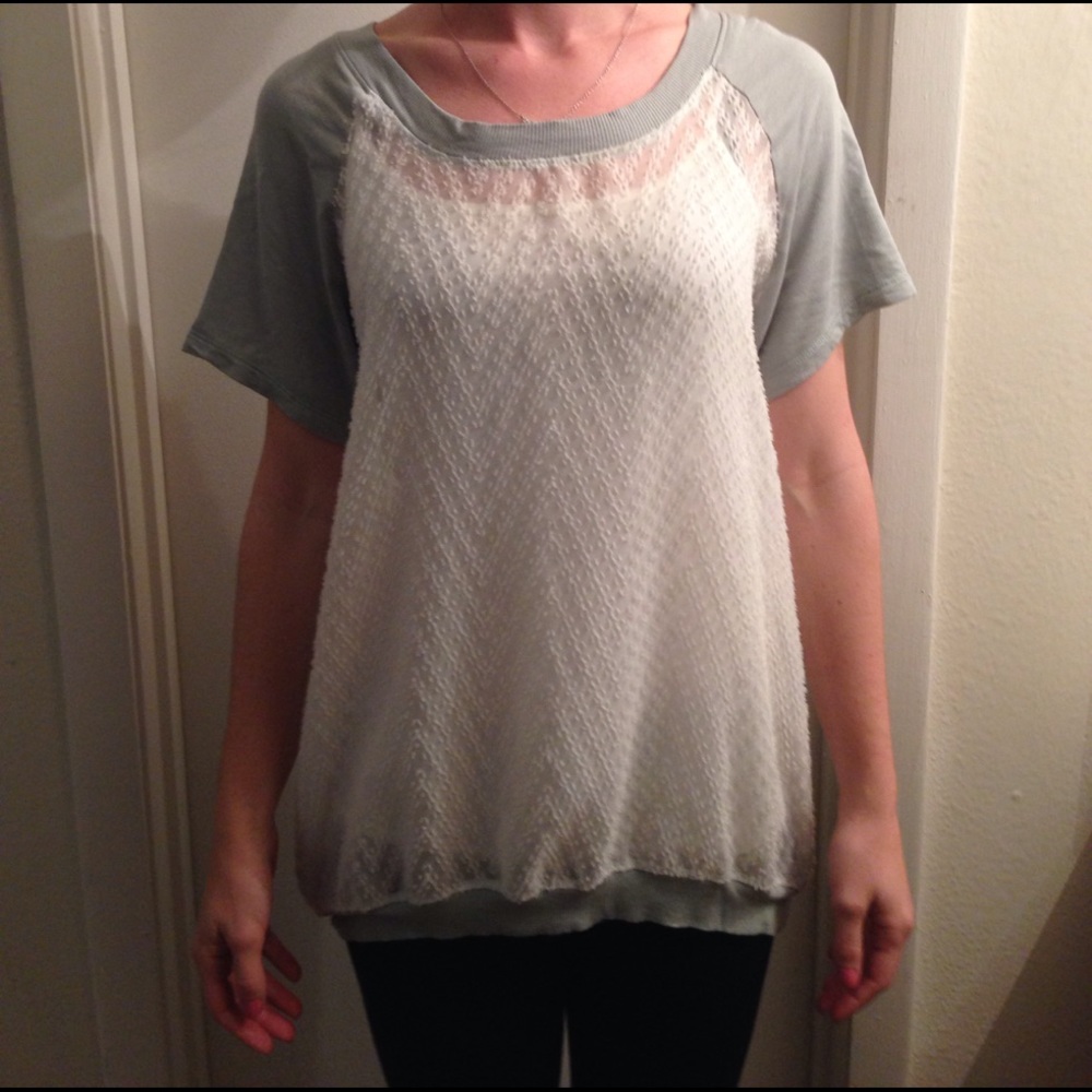 Olivia Moon Sage green and white top