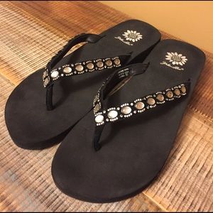 Yellow Box Jeweled Flip Flops
