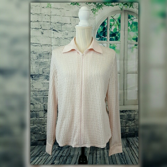 Casual Corner Tops - Pink zip collared blouse