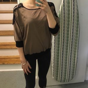 Brown and black shirt with lace