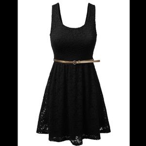 Black Crochet Tank Skater Mini Dress