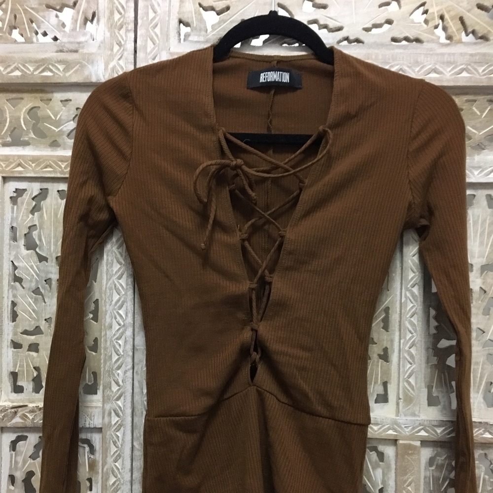 Reformation Avalon bodysuit cocoa XS