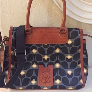 Orla Kiely messenger bag with leather trim