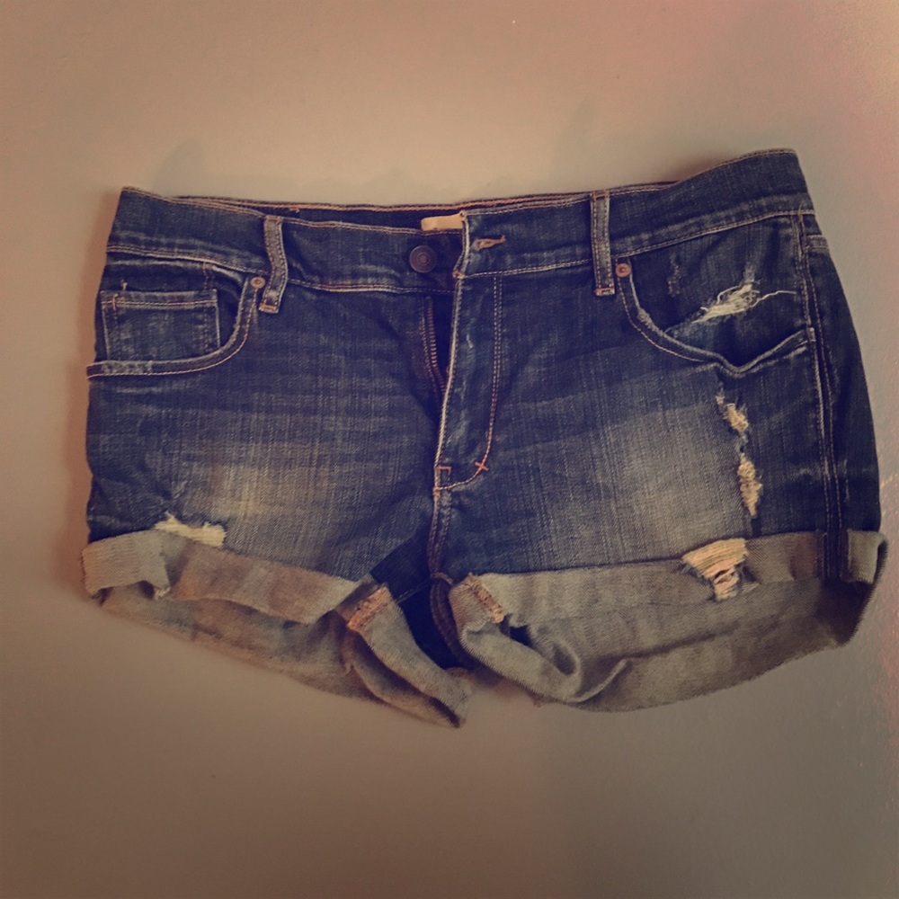 Abercrombie and fitch distressed denim shorts