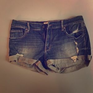 Abercrombie and fitch distressed denim shorts