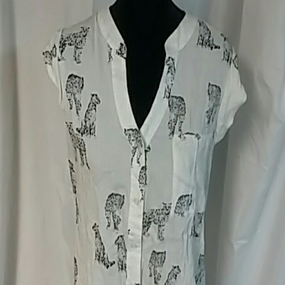 Button down short sleeve blouse