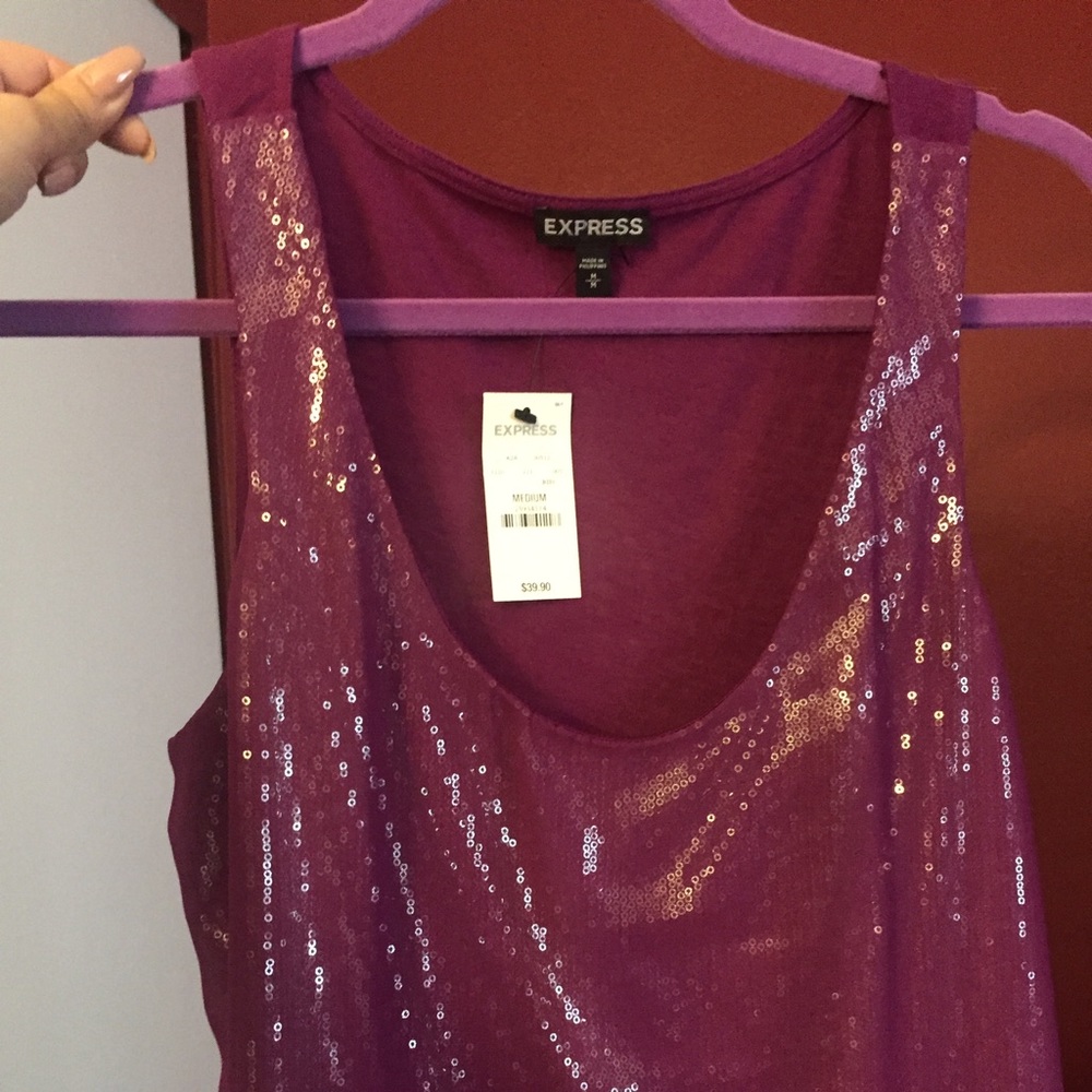 NWT EXPRESS magenta top w sequins