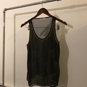 Black sheer beaded tank