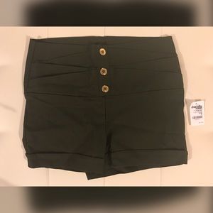 High waisted olive green shorts