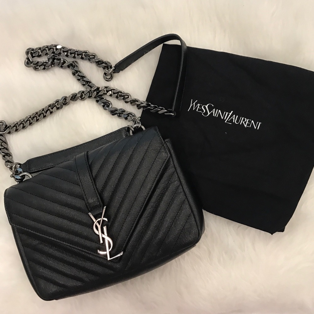 ✖️NEW✖️YSL BLACK SMALL COLLEGE CHAIN CROSSBODY BAG