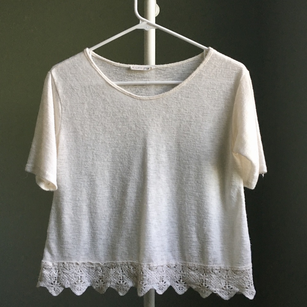 Cream Lace Crop Top