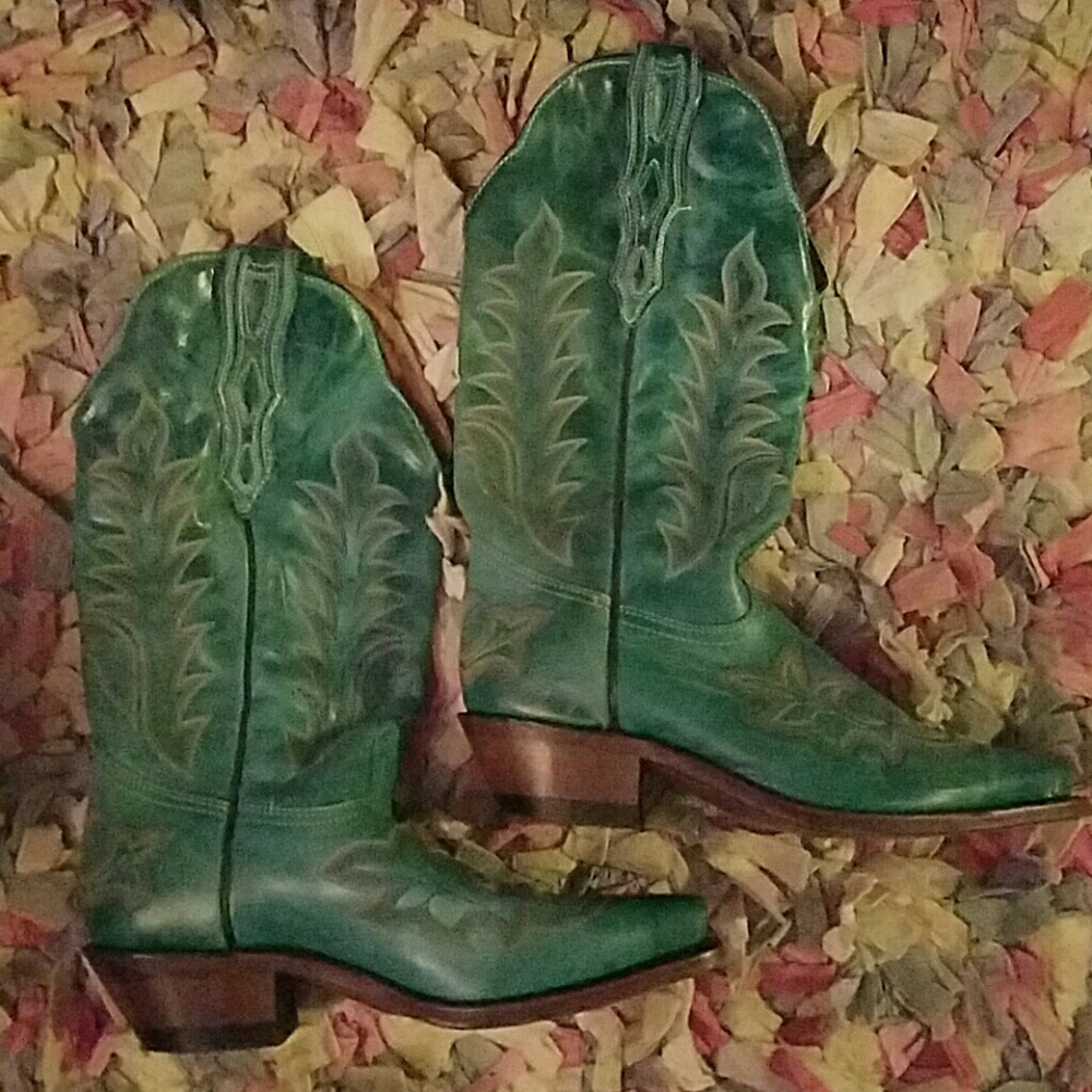 Real Leather Turquoise Boots