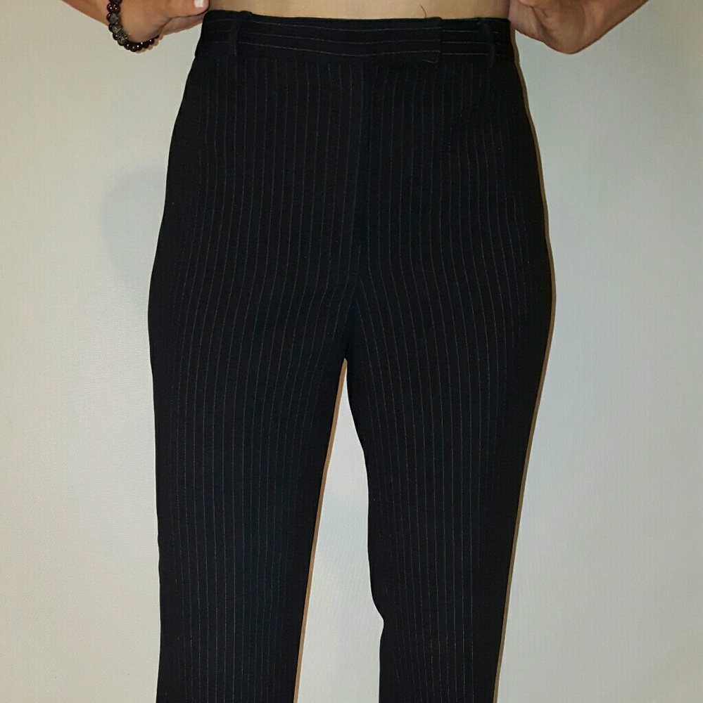 Black pinstripe pants
