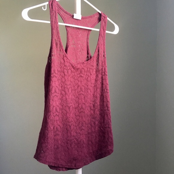 Tilly's Burgundy Lace Tank - Picture 1 of 5