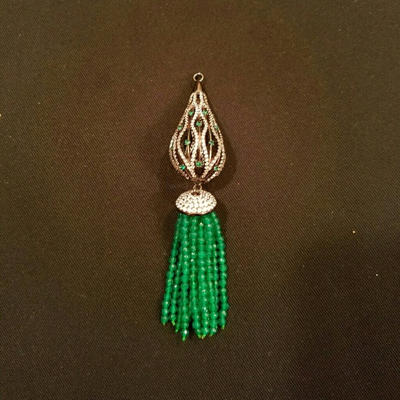 Green garnet, cubic zirconia and sterling silver - Picture 1 of 3