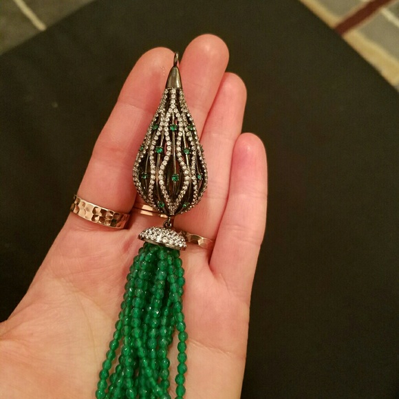 Green garnet, cubic zirconia and sterling silver - Picture 3 of 3