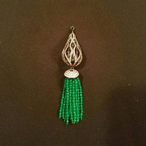 Green garnet, cubic zirconia and sterling silver