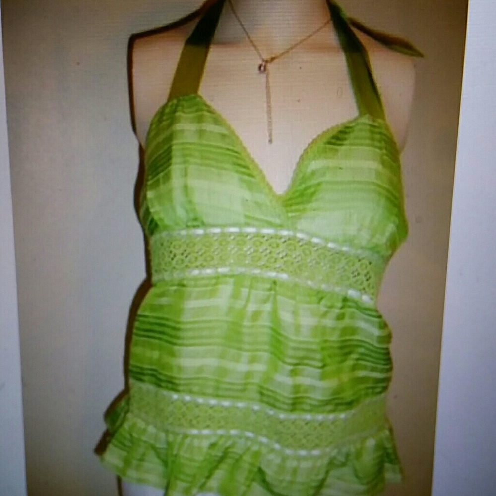 New be be lace trim a line halter top