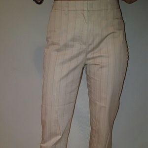 Cream colored pinstripe capris.