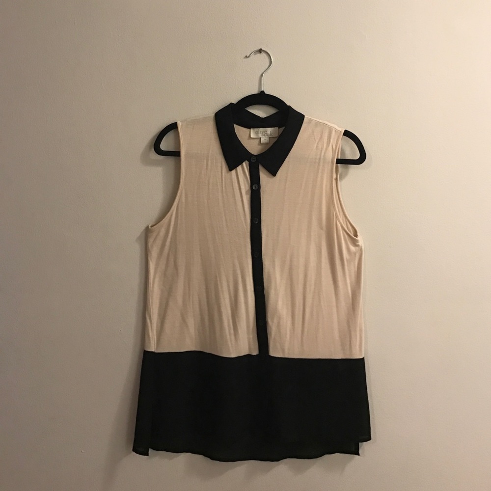 Olive & Oak Sleeveless Dress Shirt, Sheer Accents