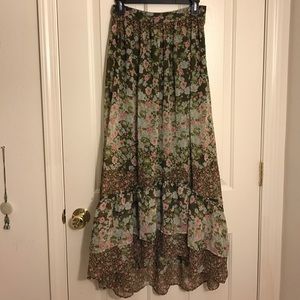 H&M Floral Print Ruffle Maxi Skirt
