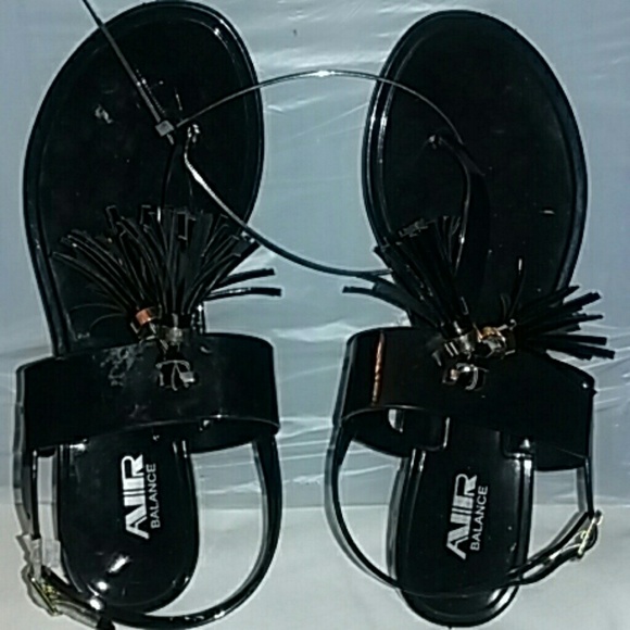 GIRLS BLACK JELLY SANDALS  SZ 6 - Picture 1 of 3