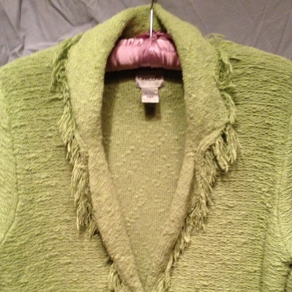 Chico's Green Fringed Jacket Sz 0 - Picture 3 of 4