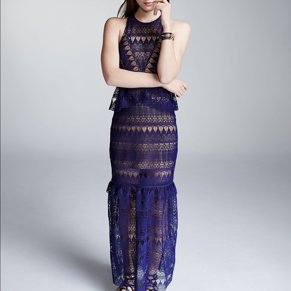 Self-Portrait Teardrop Guipere Paneled Maxi Dress - Picture 1 of 4