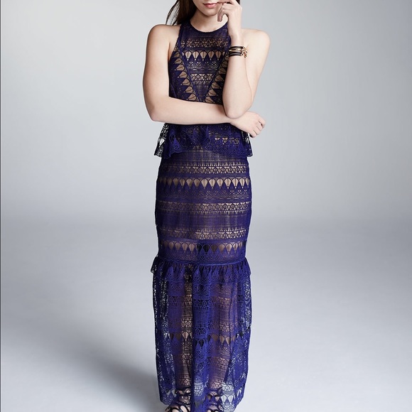 self-portrait Dresses & Skirts - Self-Portrait Teardrop Guipere Paneled Maxi Dress