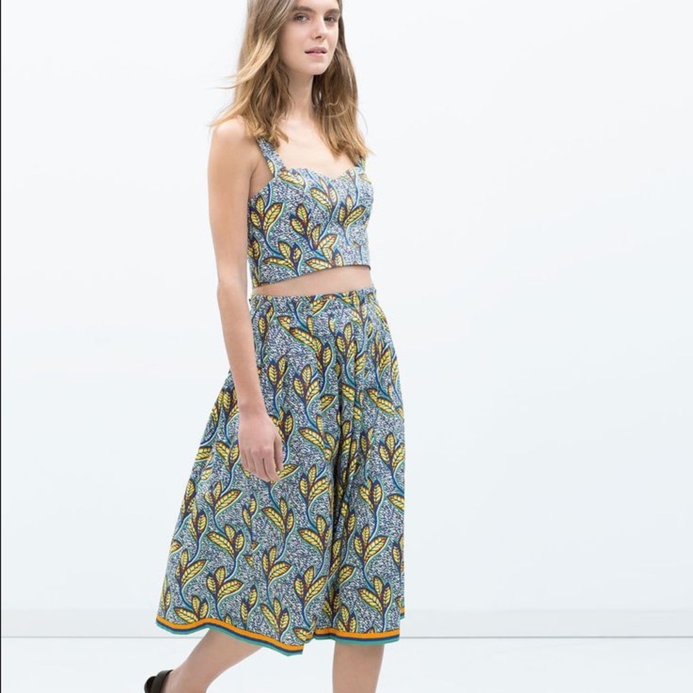Zara African Print Midi skirt