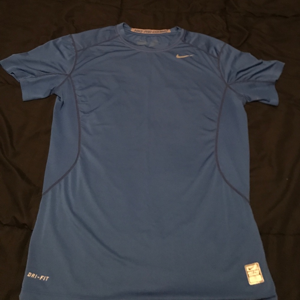 🏆MENS NIKE PRO COMBAT BLUE FITTED TEE