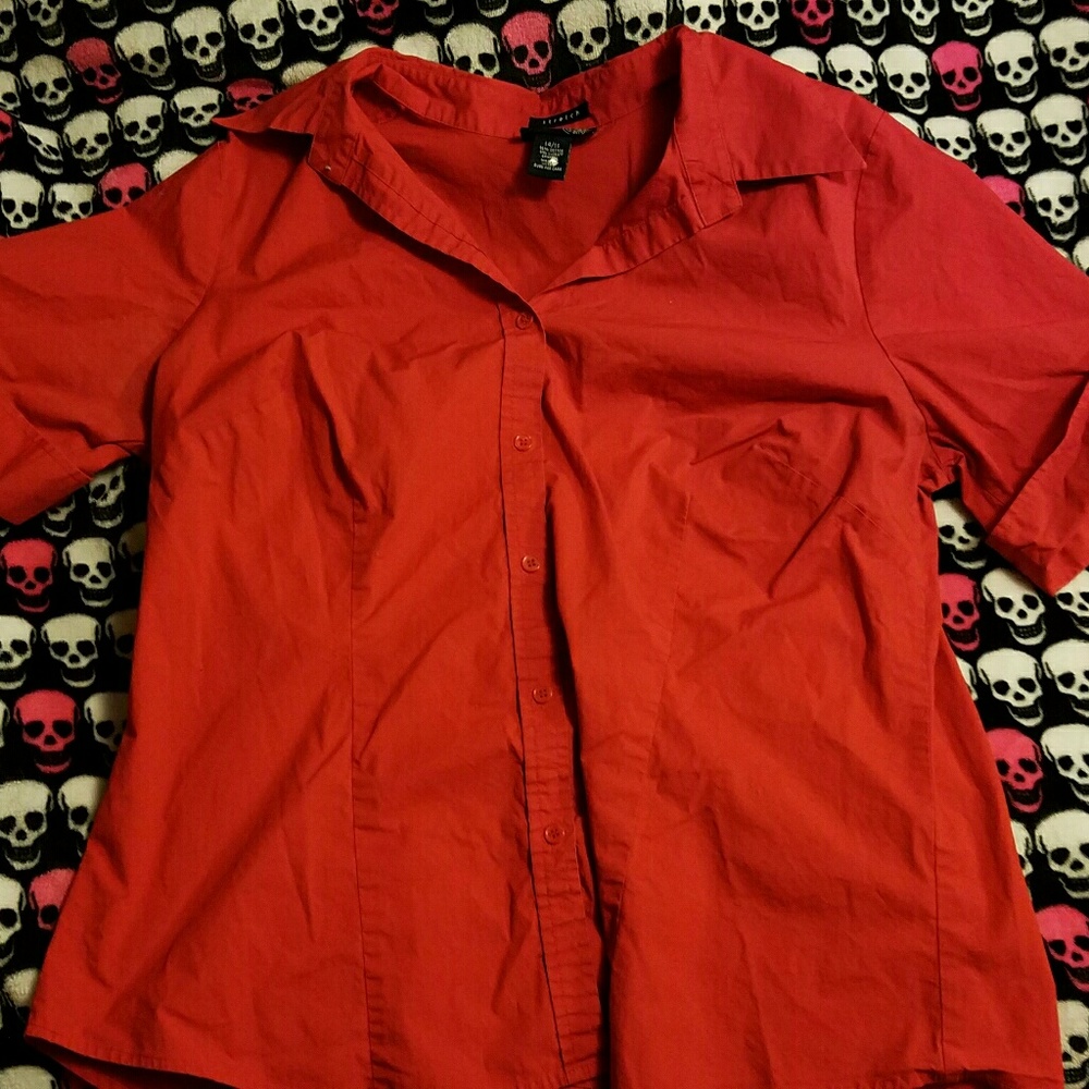 Venezia 14/16 Stretch Red Button-Down Blouse