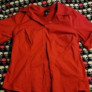 Venezia 14/16 Stretch Red Button-Down Blouse