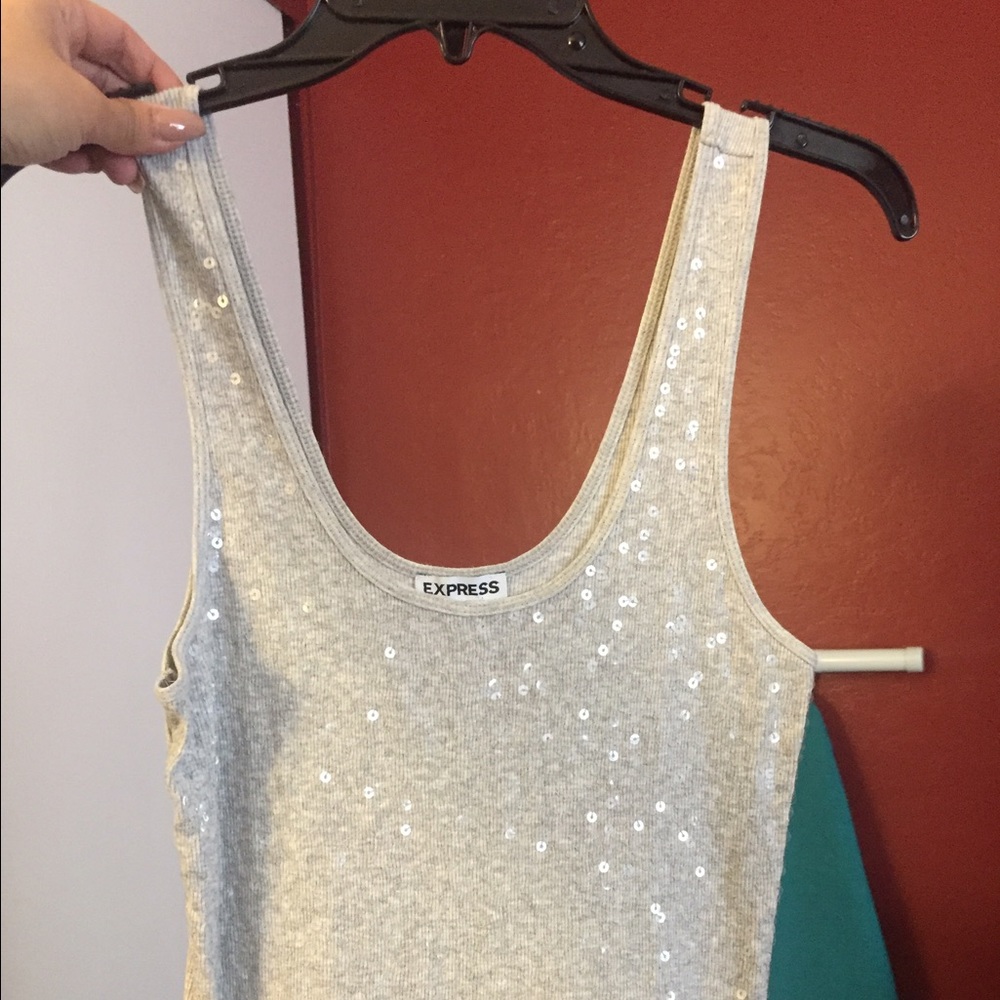 EXPRESS tan top with sequins