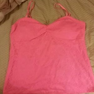 No Boundaries pink lace tank top