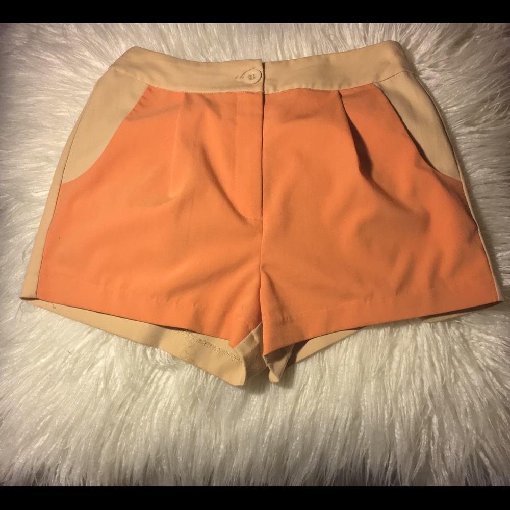Orange and Tan Colorblock Shorts