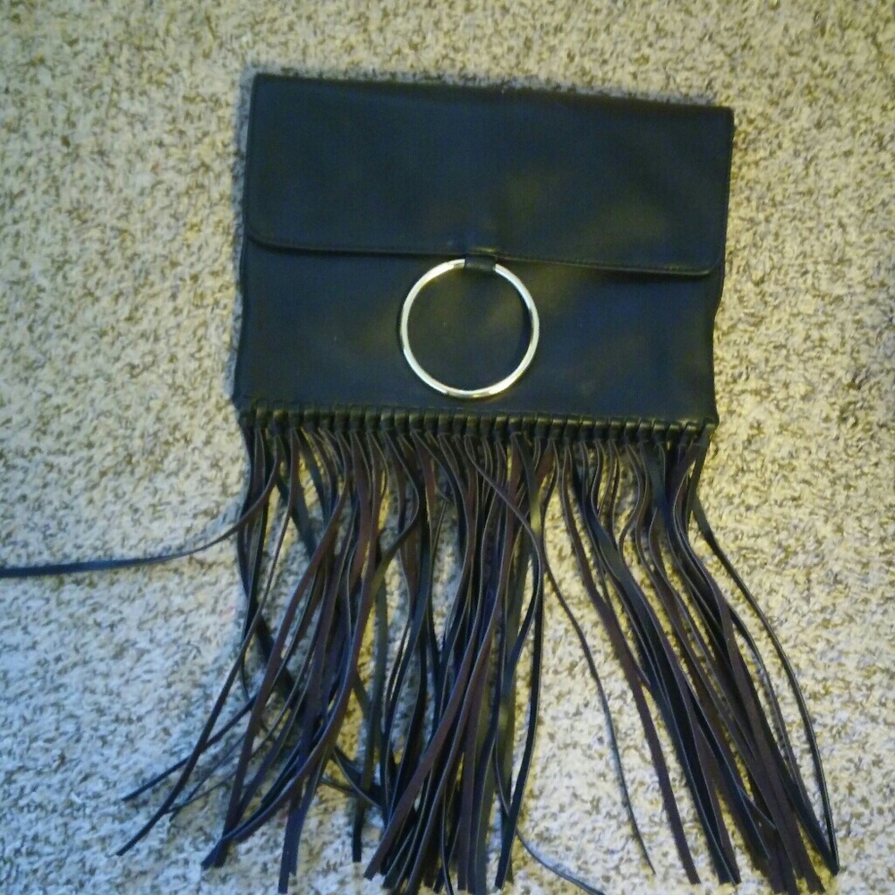 Black Fringe Clutch Purse